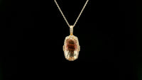 3.22 Ct Cushion Oregon Sunstone 14K Gold Pendant