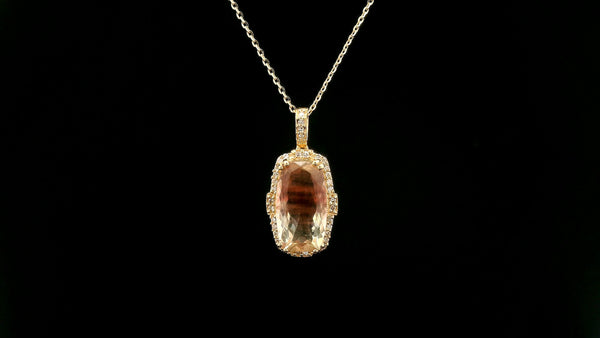 3.22 Ct Cushion Oregon Sunstone 14K Gold Pendant