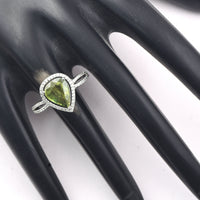 2.67 Ct Pear Mixed Cut Natural Green Sapphire 950 Platinum Ring