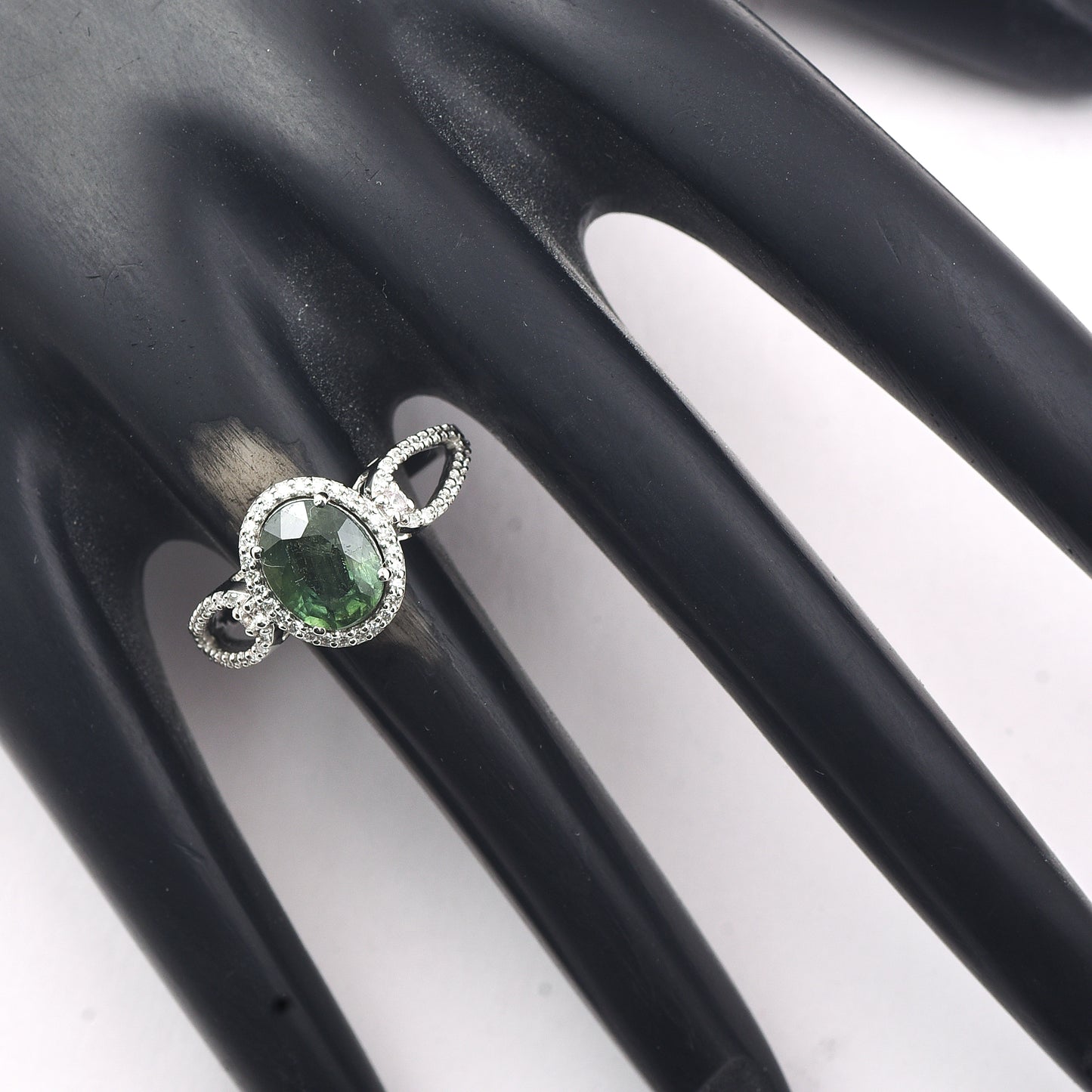 2.24 Ct Oval Mixed Cut Natural Green Sapphire 950 Platinum Ring