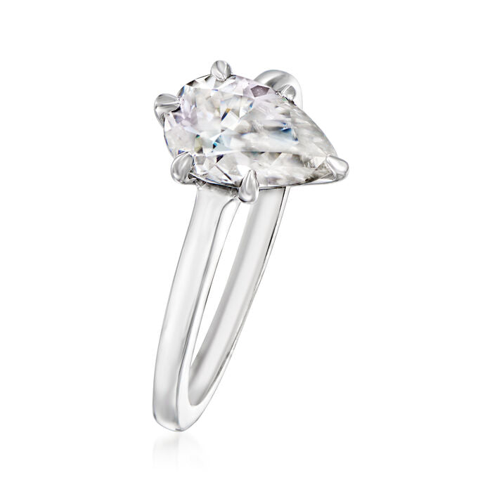 1 ct. Moissanite Pear Sterling Silver Women Ring Size 8