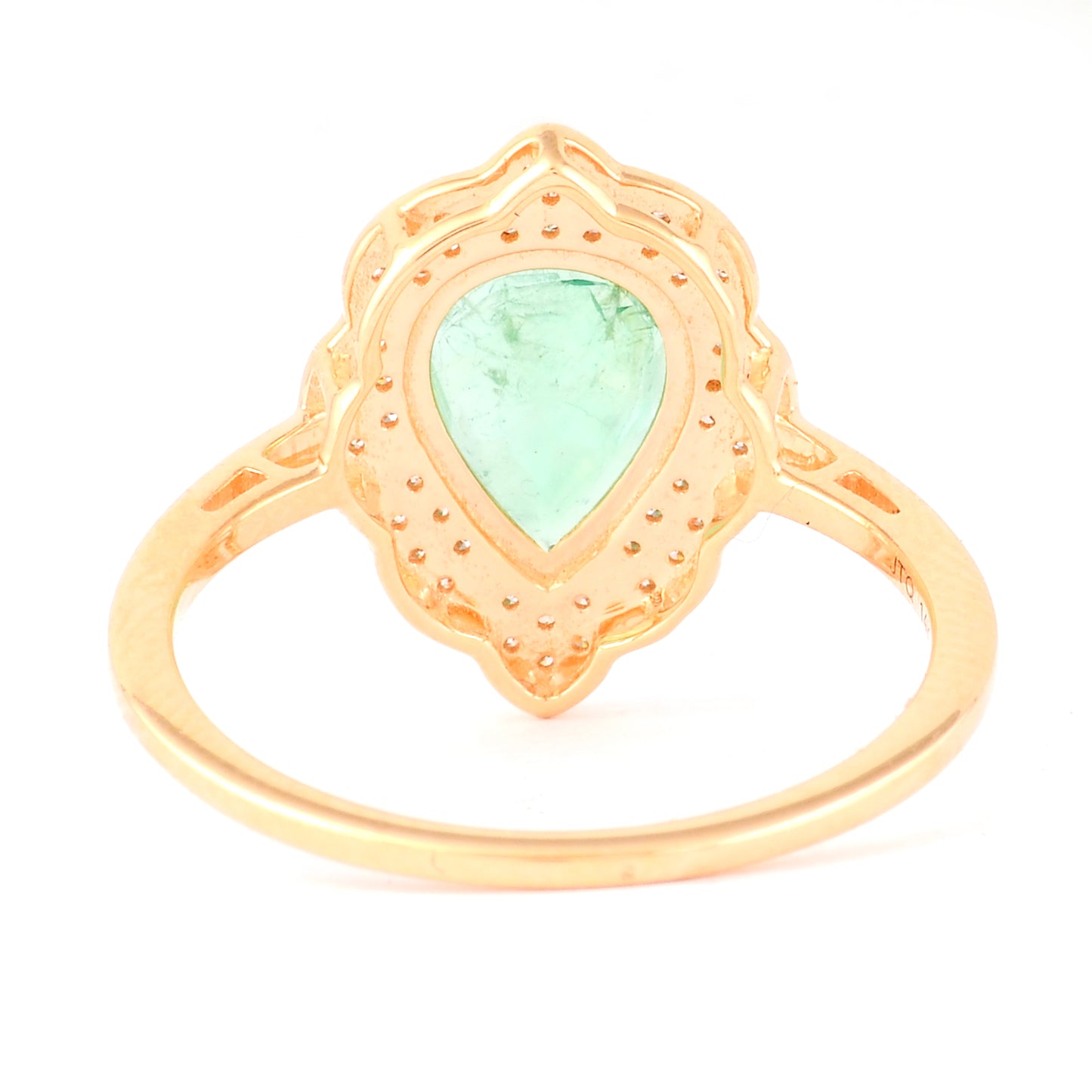 0.97 Ct Pear Mixed Cut Natural Emerald 14K Gold Ring