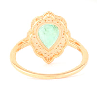 0.97 Ct Pear Mixed Cut Natural Emerald 14K Gold Ring