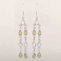 10.63 Ct Peridot, Blue Topaz 925 Sterling Silver Earrings