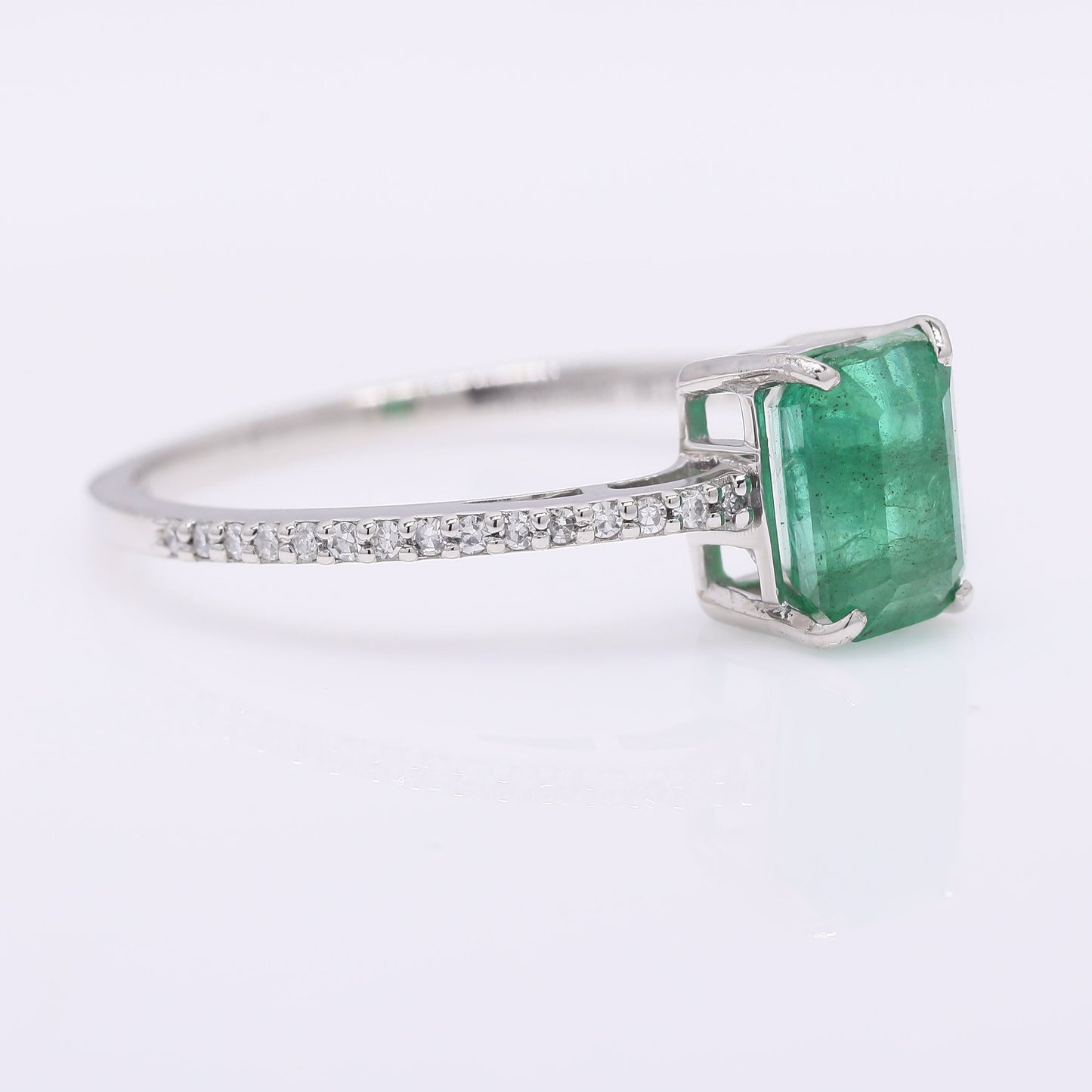 1.40 Ct Octagon Step Cut Natural Emerald 950 Platinum Ring