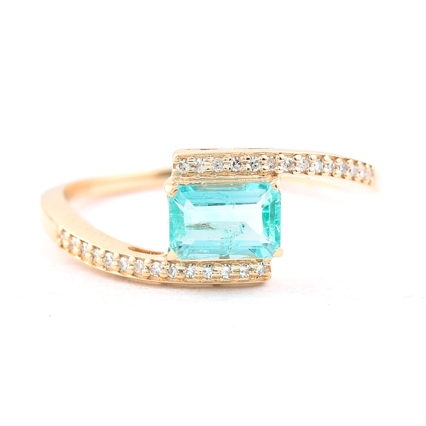 0.79 Ct Octagon Step Cut Natural Emerald 14K Gold Ring