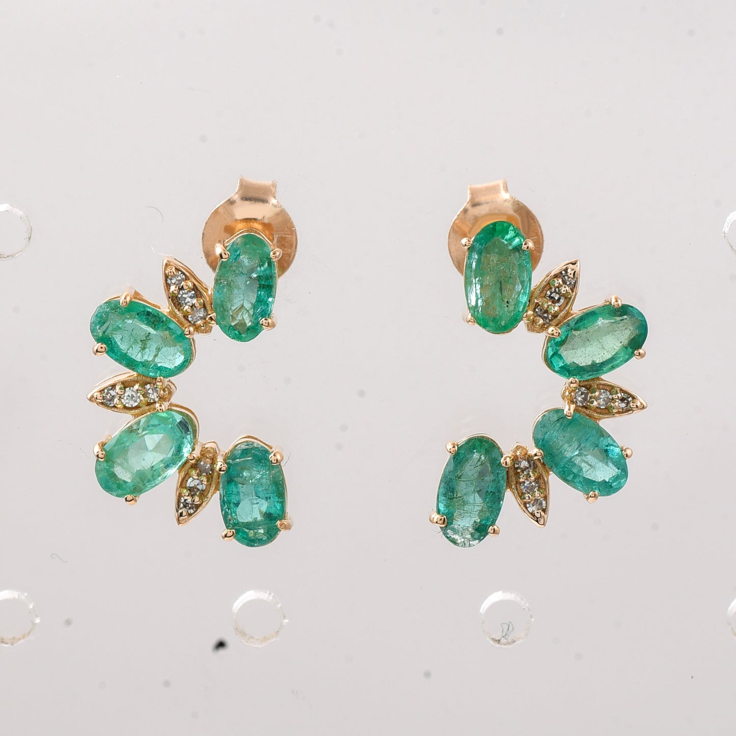 1.80 Ct Oval Emerald 14K Gold Earrings