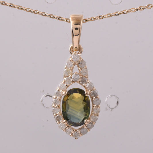 1.10 Ct Oval Green Sapphire 9K Gold Ring