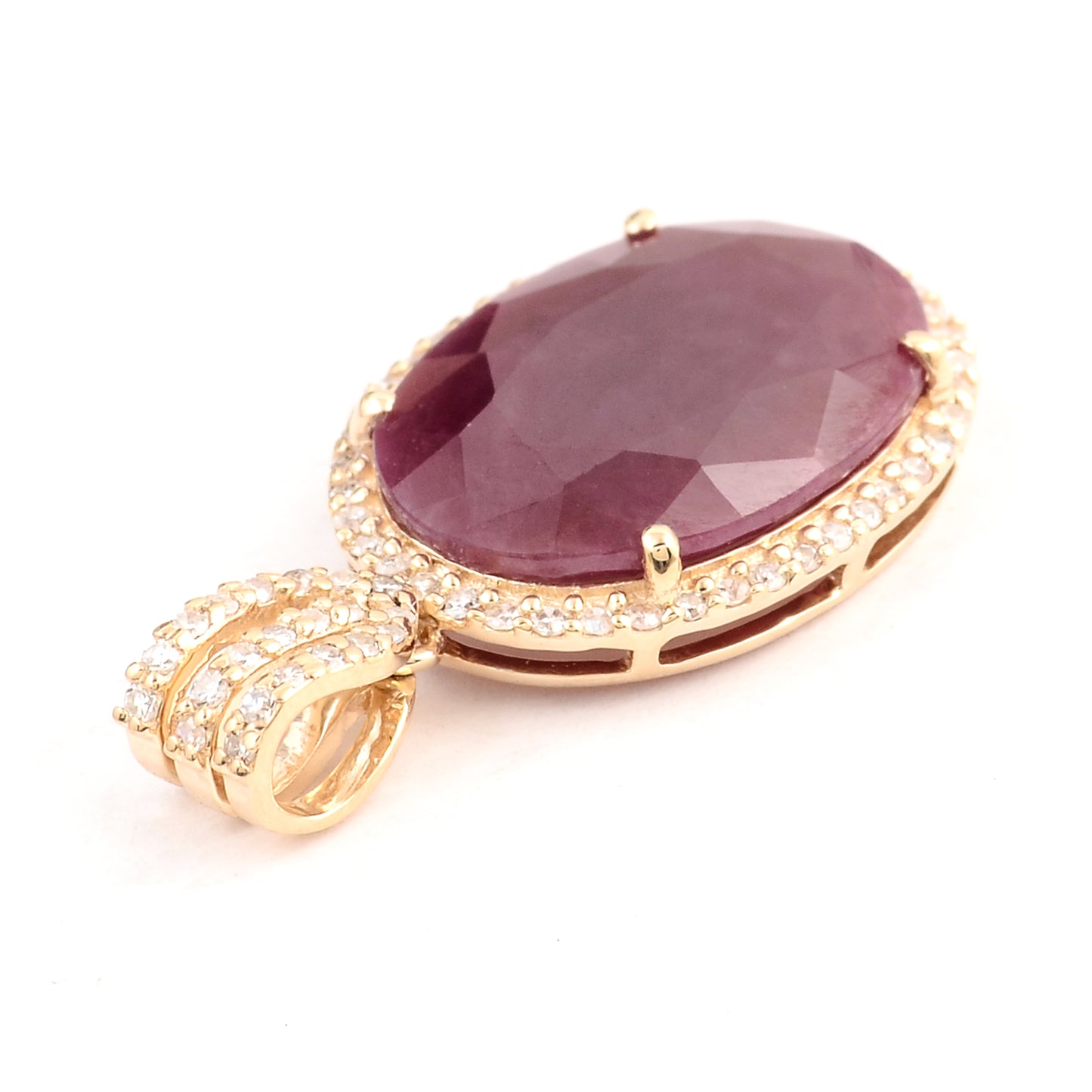 4.78 Ct Oval Mixed Cut Natural Corundum Ruby 14K Gold Pendant