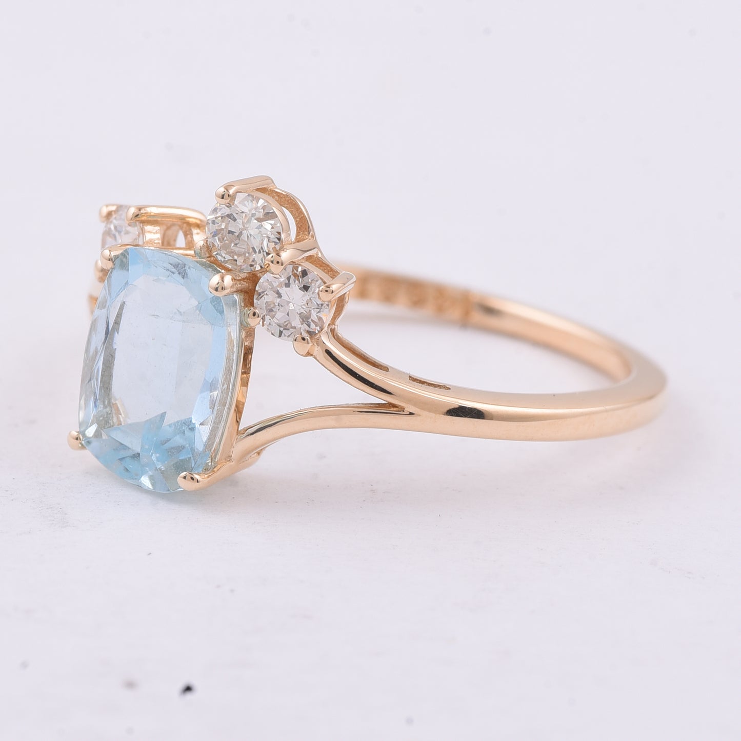 1.54 Ct Cushion Natural Aquamarine 14K Gold Ring