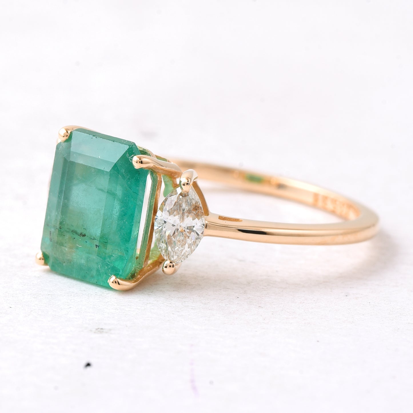 2.52 Ct Octagon Step Cut Natural Emerald 14K Gold Ring