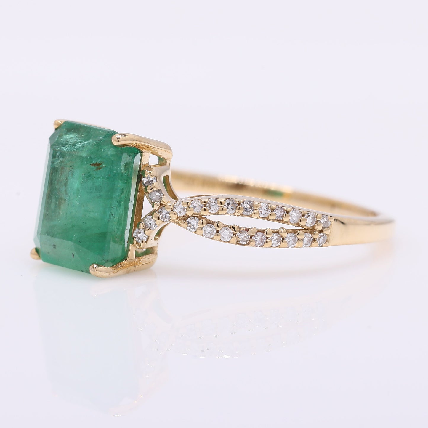 2.27 Ct Octagon Step Cut Natural Emerald 14K Gold Ring