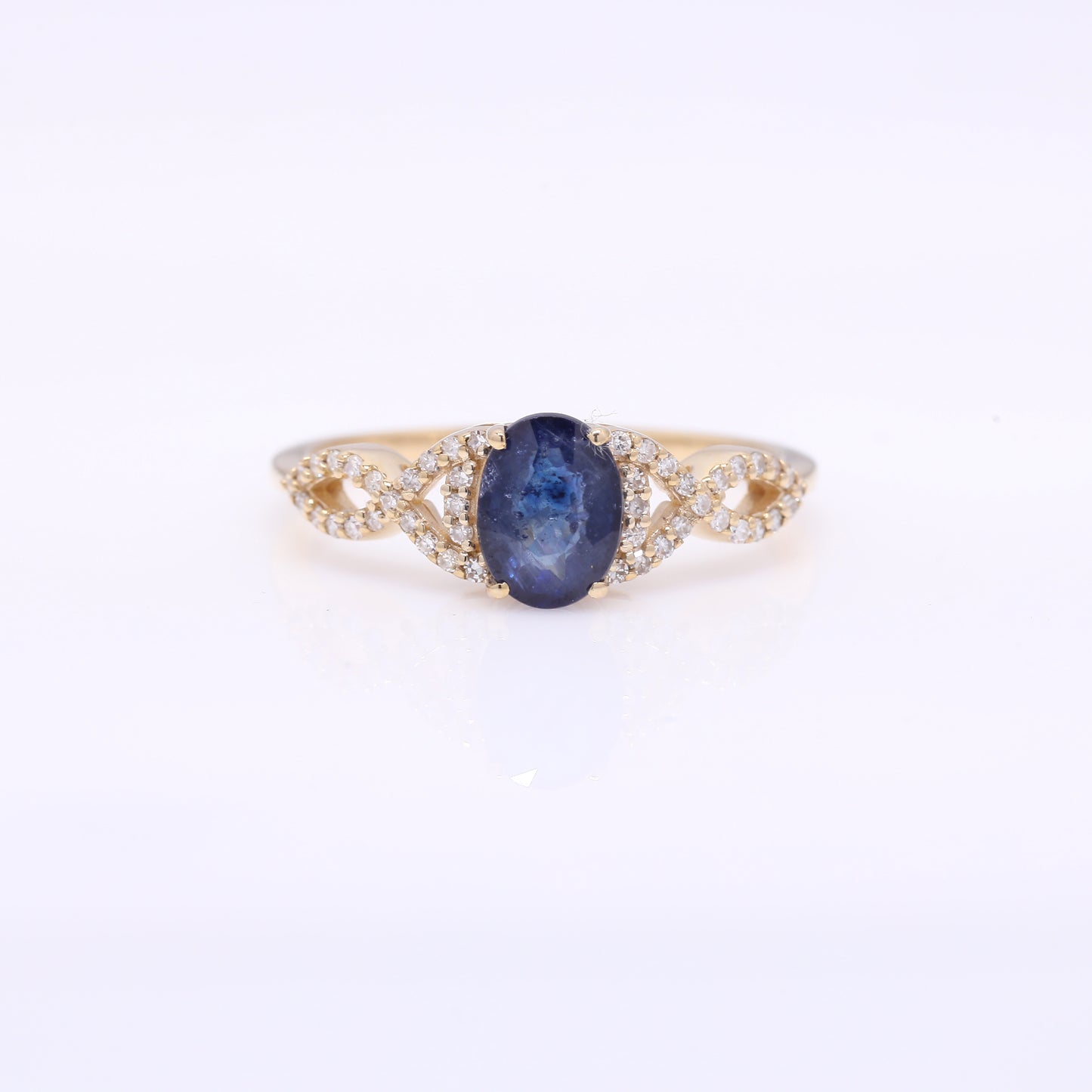 1.39 Ct Oval Mixed Cut Natural Sapphire 14K Gold Ring