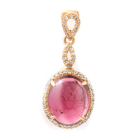 3.80 Ct Oval Cabochon Cut Natural Pink Tourmaline 14K Gold Pendant