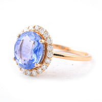 4.31 Ct Oval Blue Sapphire 18K Gold Ring
