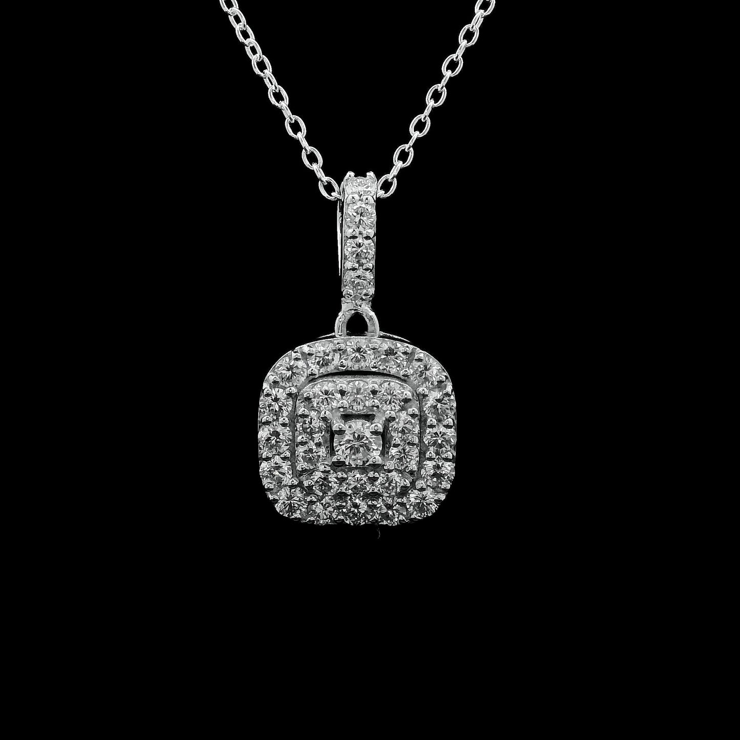 0.94 Ct Round Lab Grown Diamond 925 Sterling Silver Pendant