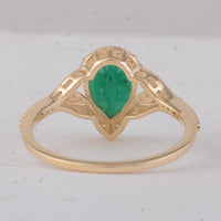 1.55 Ct Pear Emerald 9K Gold Ring
