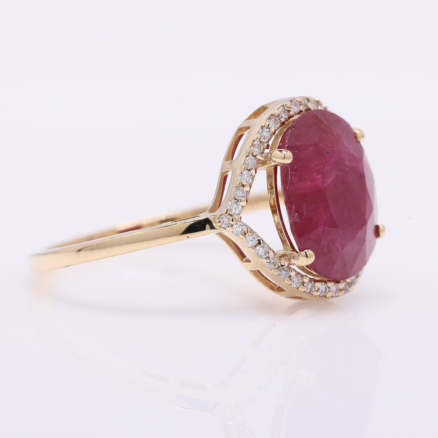 4.04 Ct Oval Mixed Cut Natural Ruby 14K Gold Ring