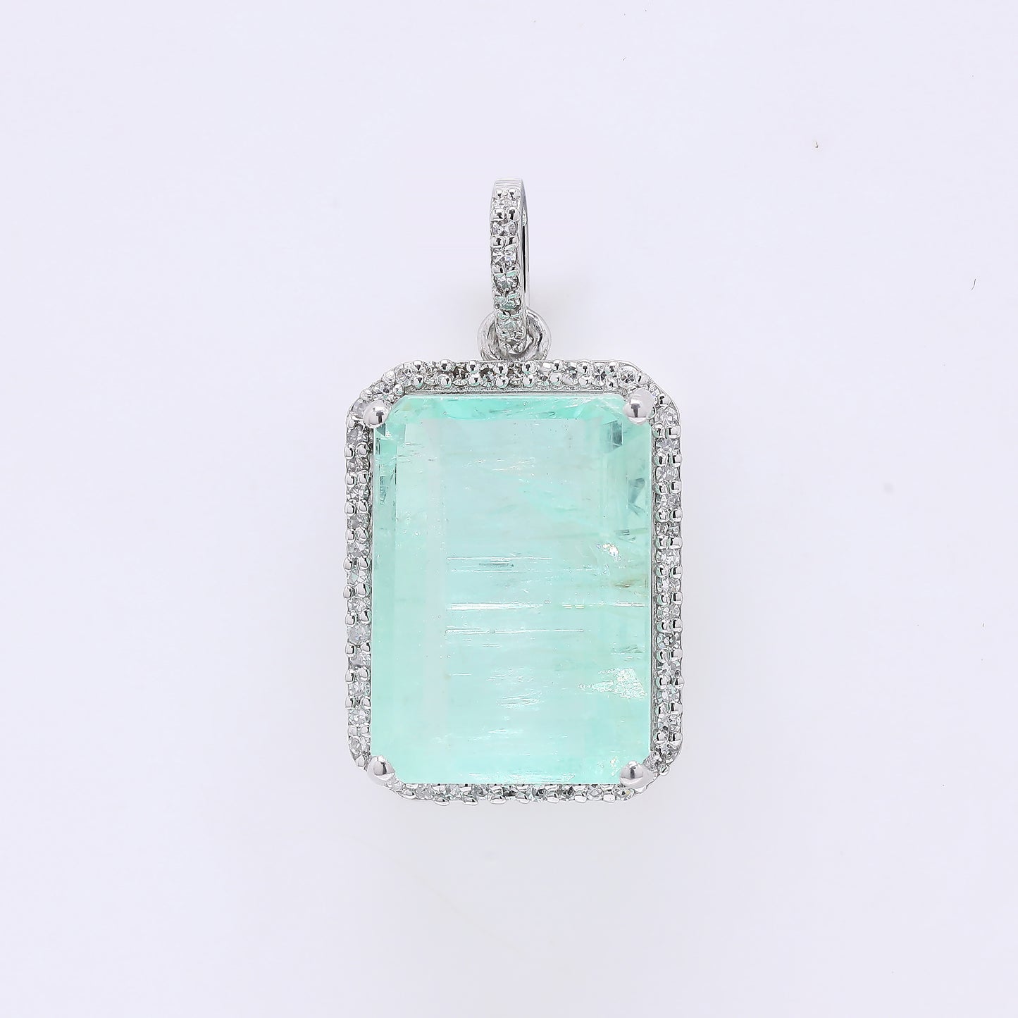 9.03 Ct Octagon Step Cut Natural Emerald 950 Platinum Pendant