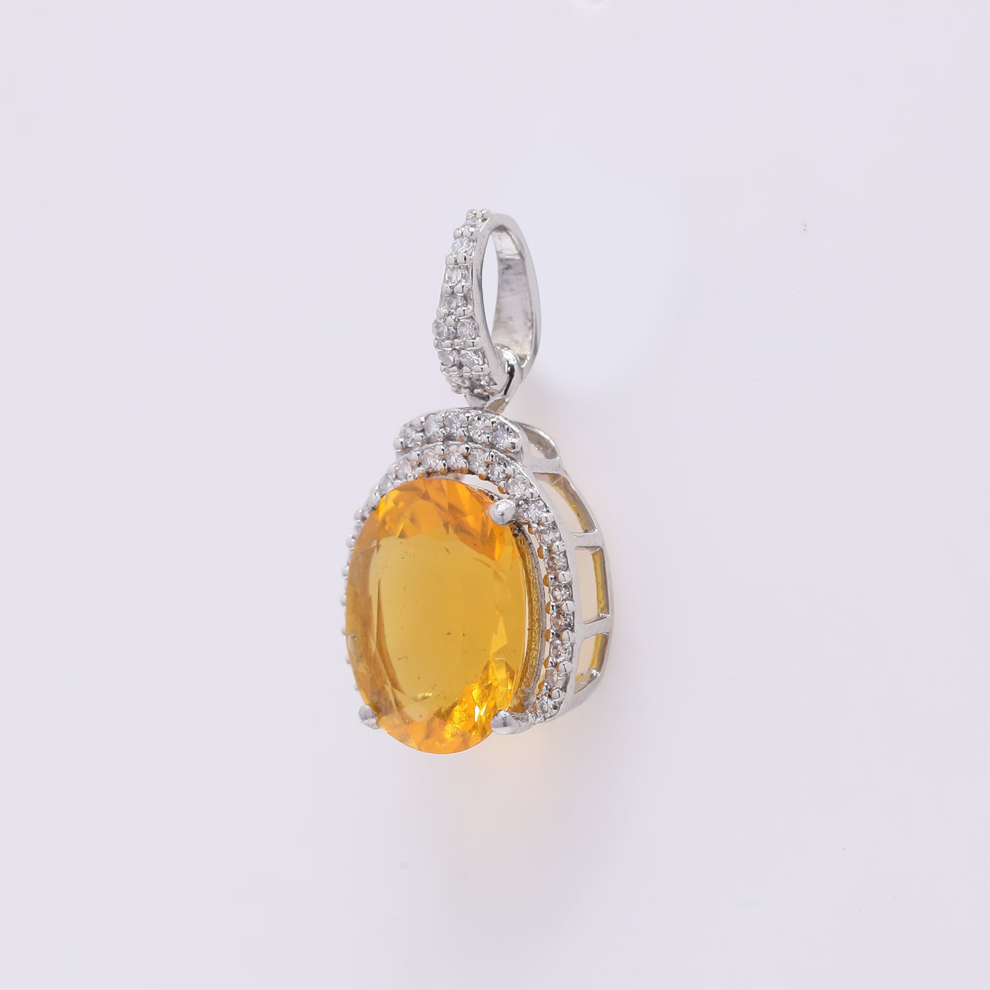 1.85 Ct Oval Mixed Cut Natural Fire Opal 950 Platinum Pendant