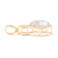 2.75 Ct Oval Mixed Cut Natural Aquamarine 14K Gold Pendant