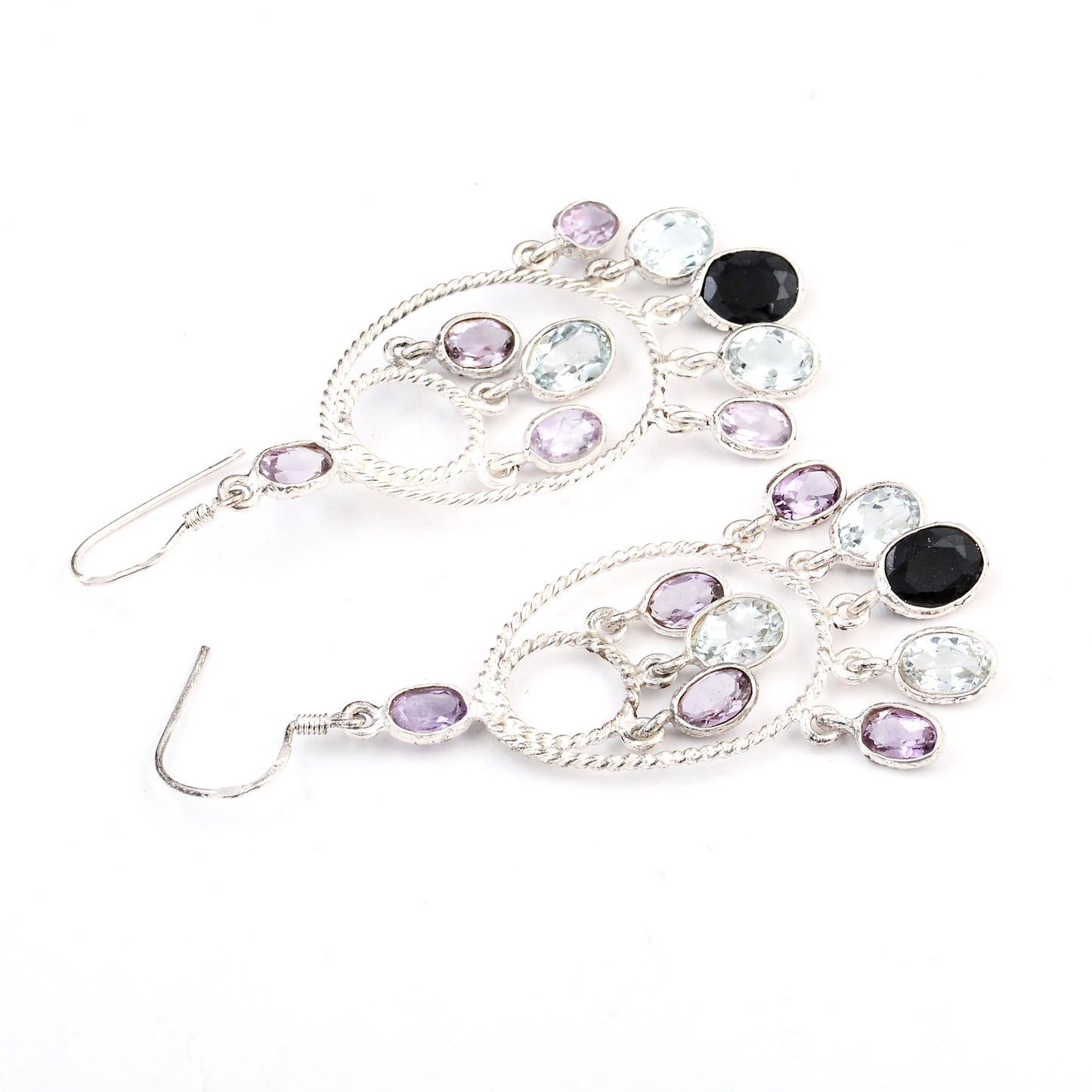 20.10 Ct Sapphire, Blue Topaz 925 Sterling Silver Earrings