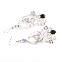20.10 Ct Sapphire, Blue Topaz 925 Sterling Silver Earrings