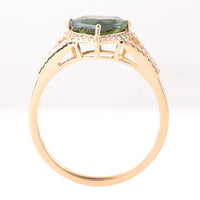 2.40 Ct Triangle Mixed Cut Natural Green Sapphire 14K Gold Ring