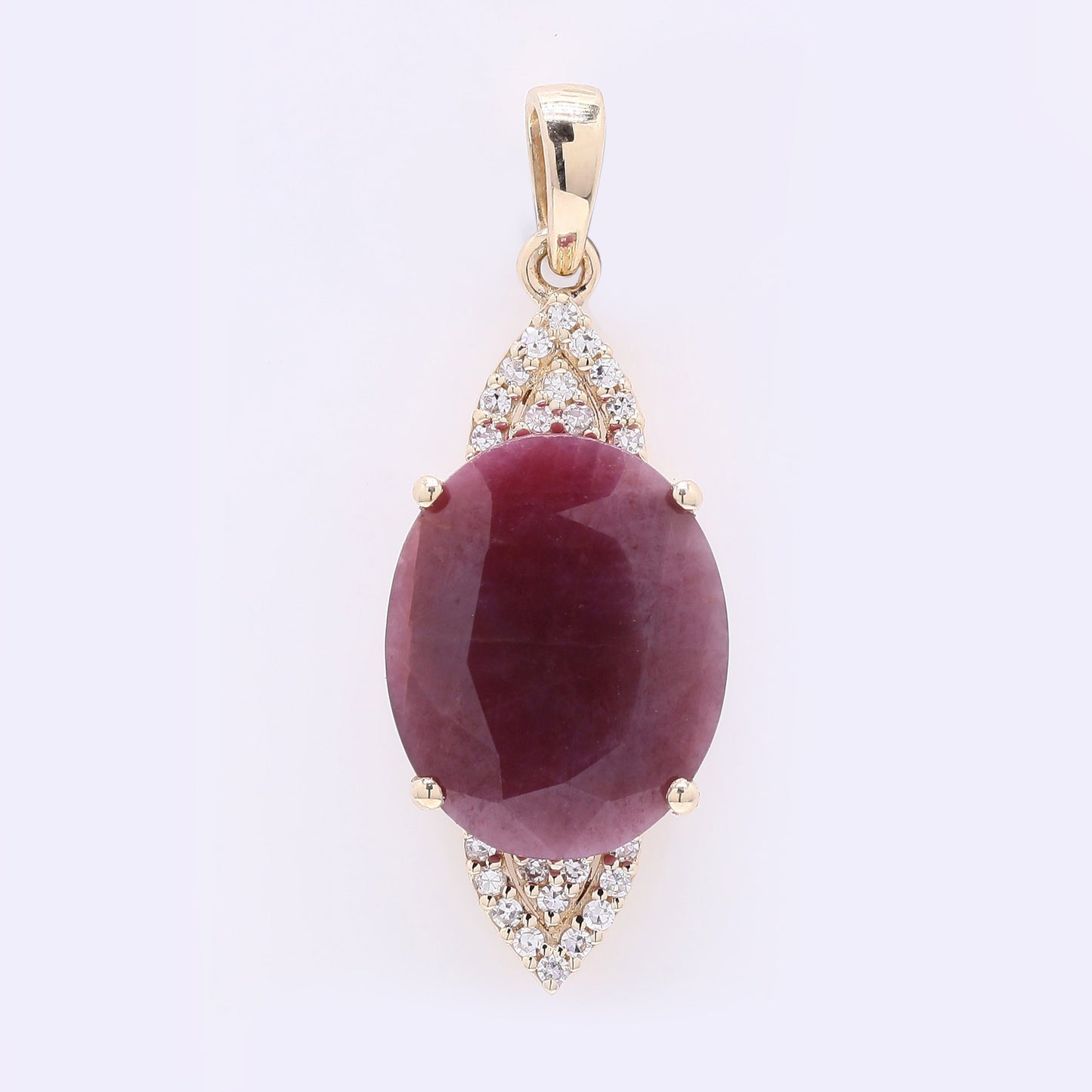 3.90 Ct Oval Mixed Cut Natural Ruby 14K Gold Pendant