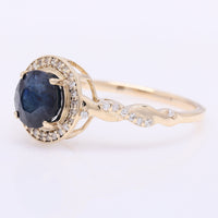 1.80 Ct Round Mixed Cut Natural Sapphire 14K Gold Ring