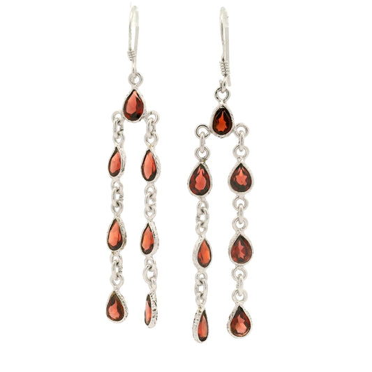 10.93 Ct Garnet 925 Sterling Silver Earrings