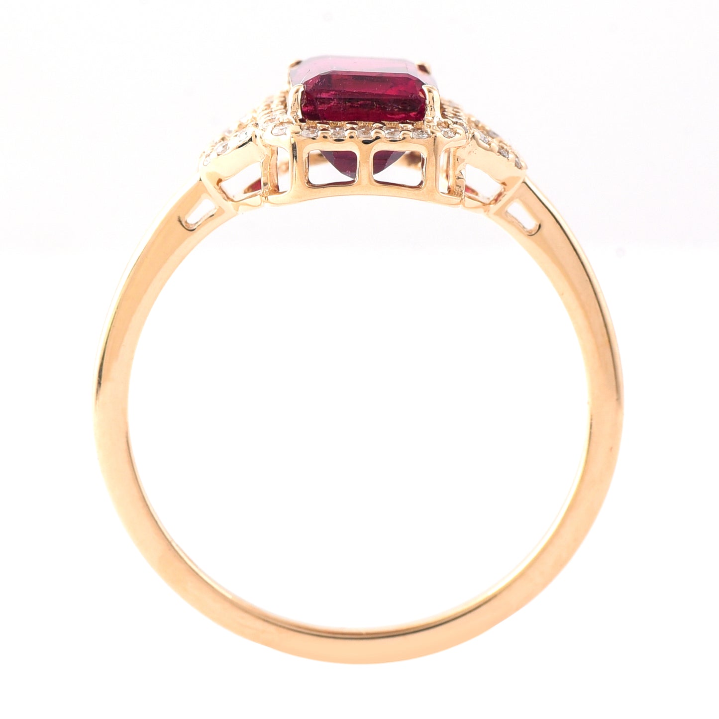 1.57 Ct Octagon Step Cut Natural Rubellite 14K Gold Ring