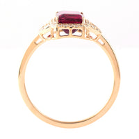 1.57 Ct Octagon Step Cut Natural Rubellite 14K Gold Ring