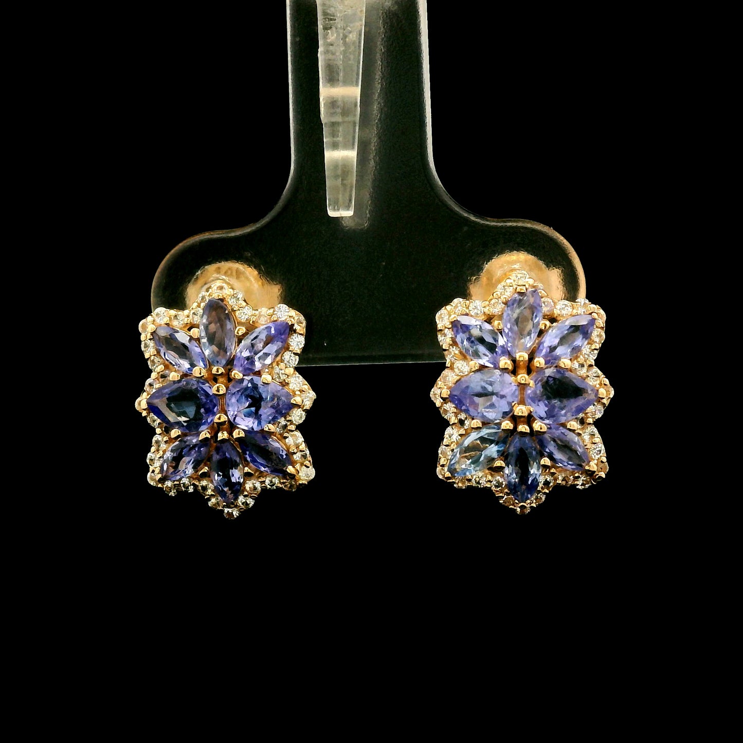 1.77 Ct Pear Tanzanite 14K Gold Earrings