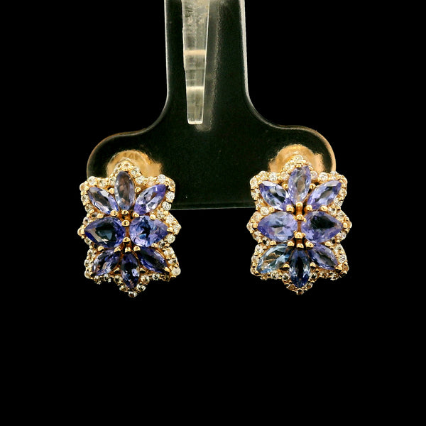1.77 Ct Pear Tanzanite 14K Gold Earrings