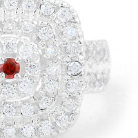 2.21 Ct Round Garnet, Cubic Zirconia 925 Sterling Silver Ring