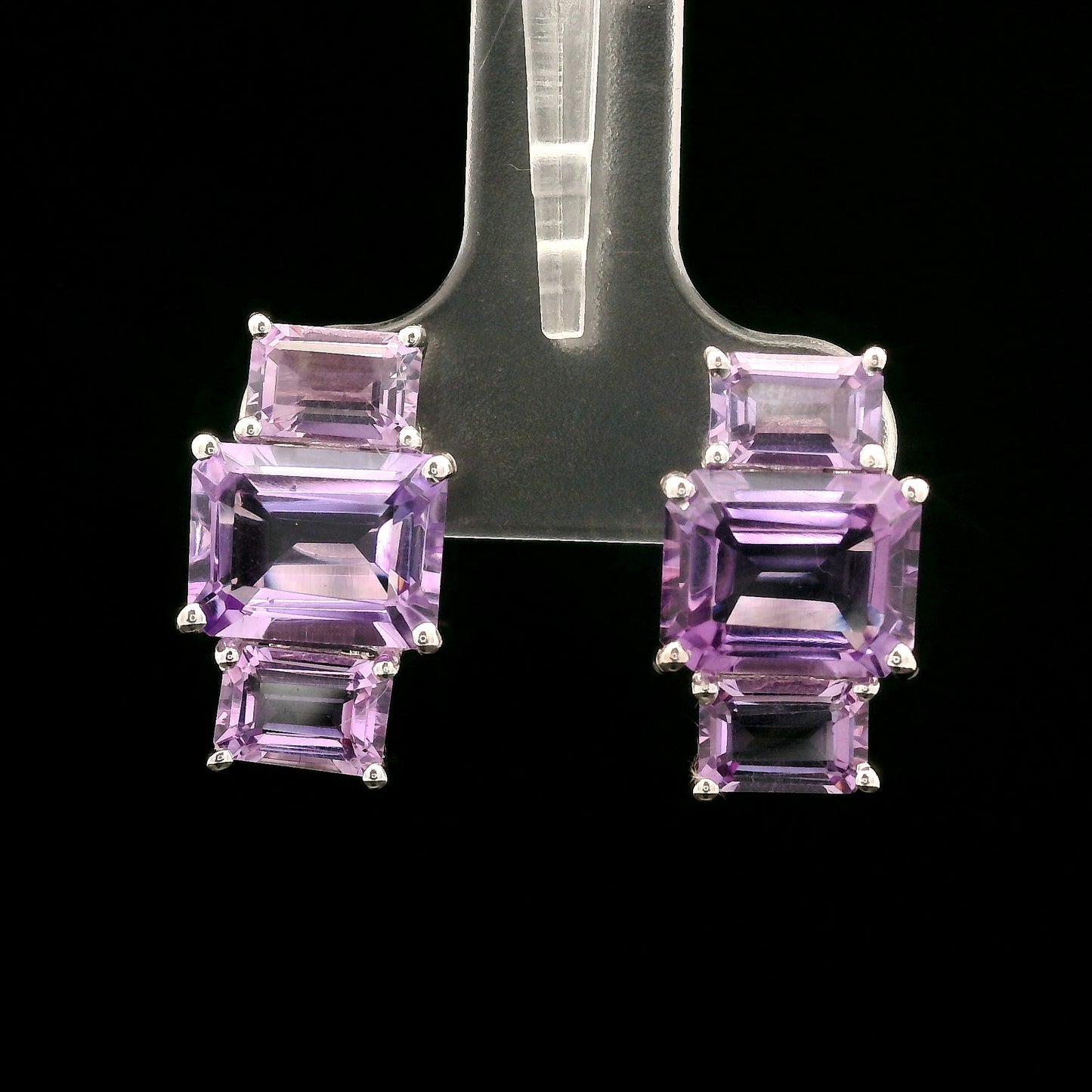 6.61 Ct Octagon Amethyst 925 Sterling Silver Earrings