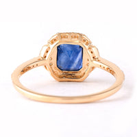 1.79 Ct Octagon Step Cut Natural Sapphire 14K Gold Ring