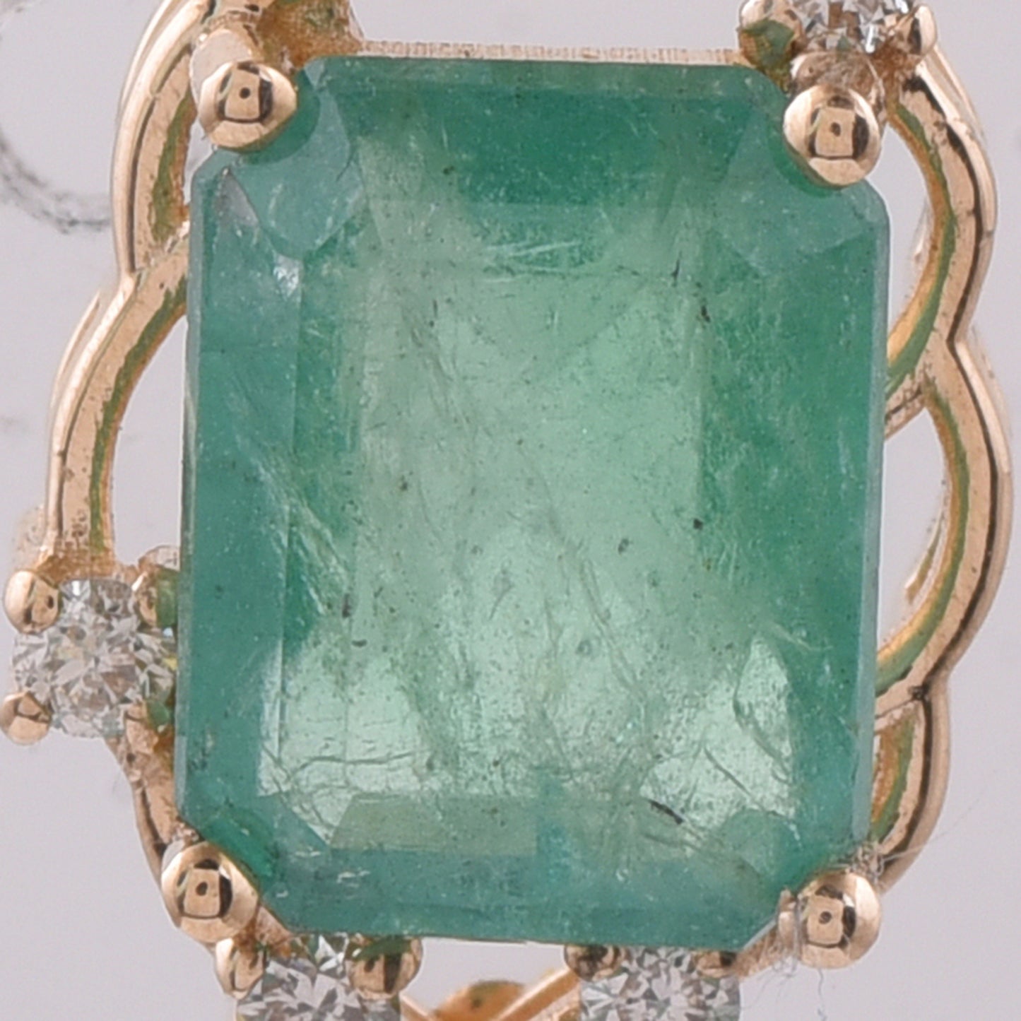 2.67 Ct Octagon Step Cut Natural Emerald 14K Gold Pendant