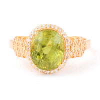 4.27 Ct Oval Mixed Cut Natural Green Sapphire 14K Gold Ring