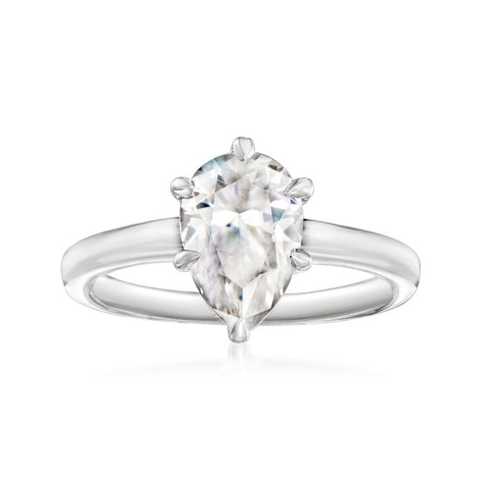 1 ct. Moissanite Pear Sterling Silver Women Ring Size 8