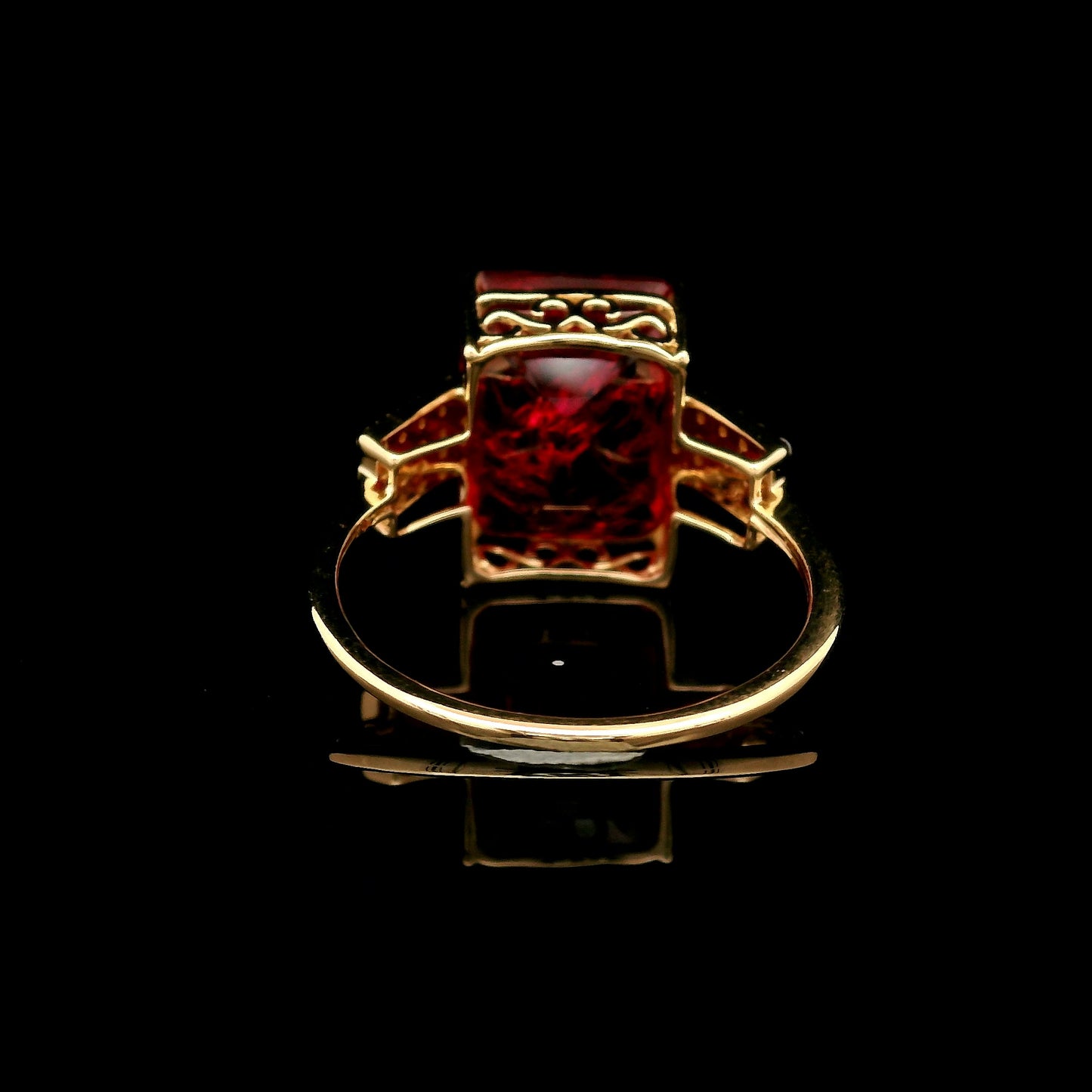 8.38 Ct Emerald Cut Lab Grown Ruby 14K Gold Ring