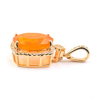 2.54 Ct Oval Mixed Cut Natural Fire Opal 14K Gold Pendant