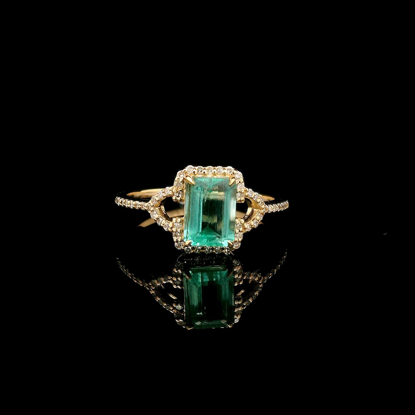 1.23 Ct Octagon Step Cut Natural Emerald 14K Gold Ring
