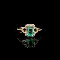 1.23 Ct Octagon Step Cut Natural Emerald 14K Gold Ring