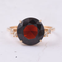 4.68 Ct Round Natural Garnet 14K Gold Ring