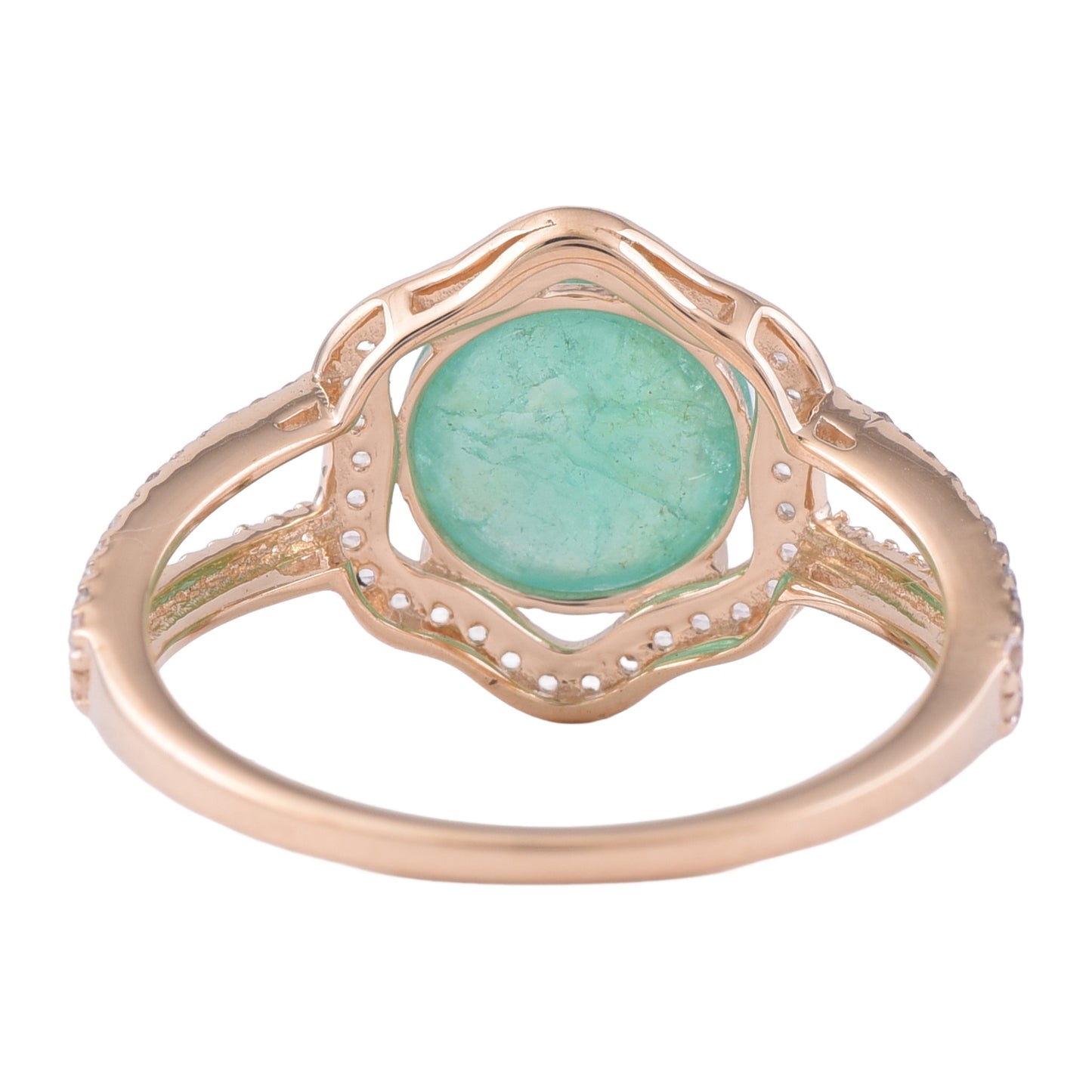 2.56 Ct Round Emerald 9K Gold Ring