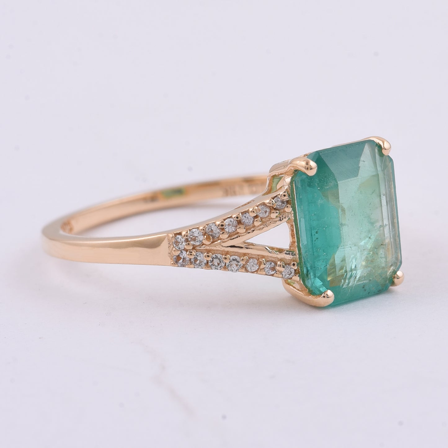1.68 Ct Octagon Step Cut Natural Emerald 14K Gold Ring