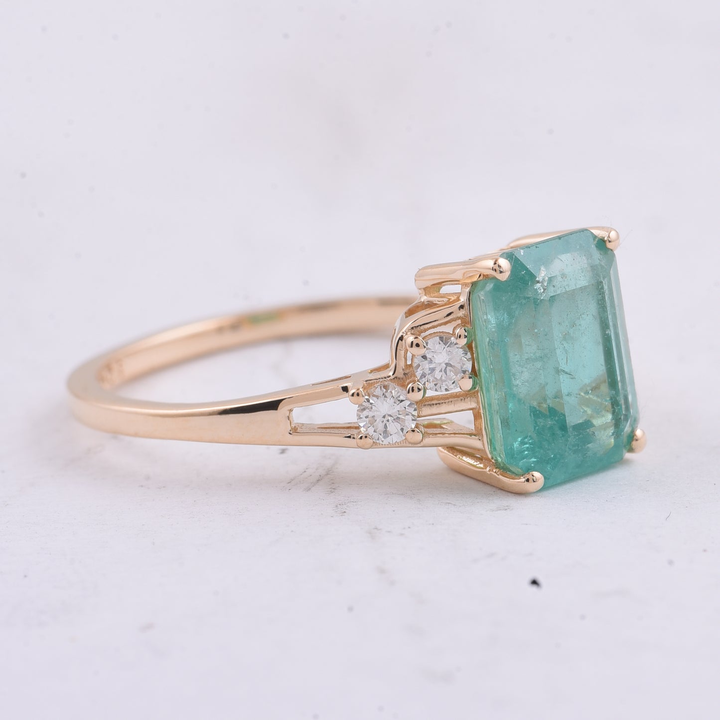 2.37 Ct Octagon Step Cut Natural Emerald 14K Gold Ring