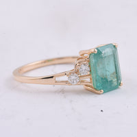 2.37 Ct Octagon Step Cut Natural Emerald 14K Gold Ring